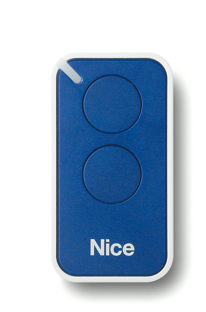 2-kanálový bílý radiový ovladač INTI2B s modrý panelem s plovoucím kódem