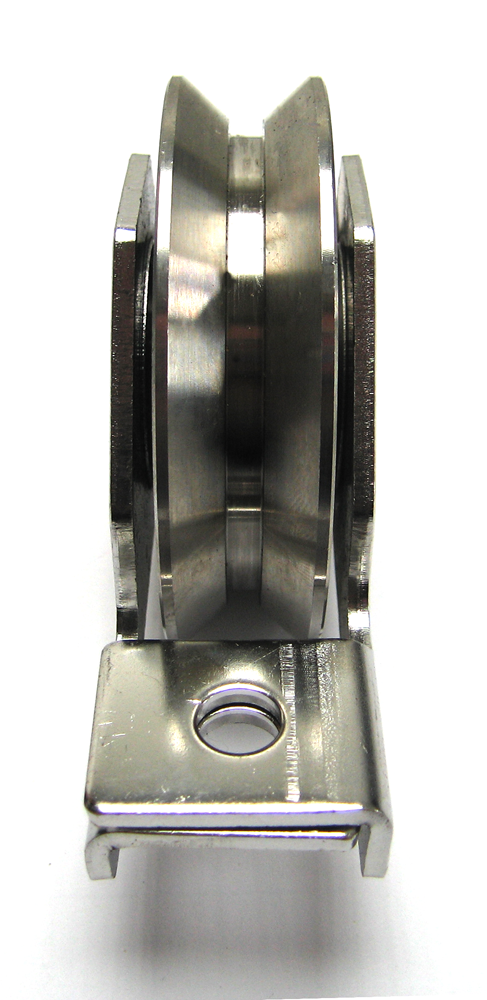 Nosné kolečko k přišroubování do rámu brány, jednoložiskové, drážka ve tvaru Y, průměr D = 80 mm