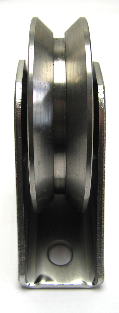 Nosné kolečko s konzolou k přišroubování na rám brány, jednoložiskové, drážka Y, průměr D = 80 mm